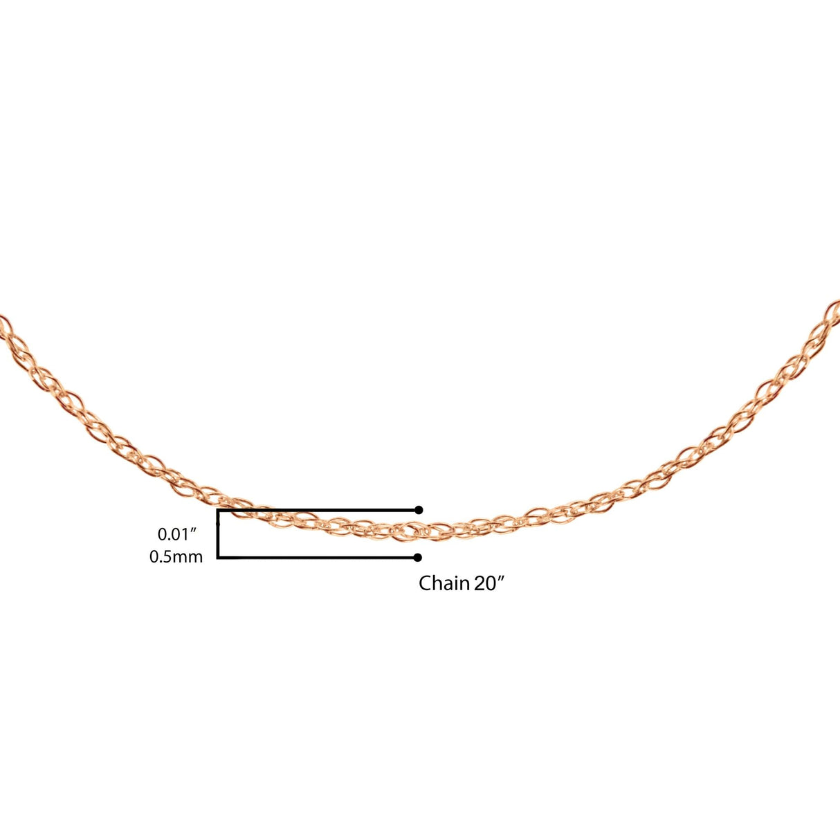 10K Gold 0.5 mm Slender & Dainty Fine Rope Chain Necklace by Infinite Jewels