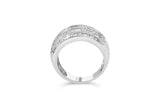 .925 Sterling Silver 1.0 Cttw Baguette-Cut Diamond 6-Row Channel Set Domed Tapered Cocktail Fashion Ring (H-I Color, I2-I3 Clarity) by Haus of Brilliance