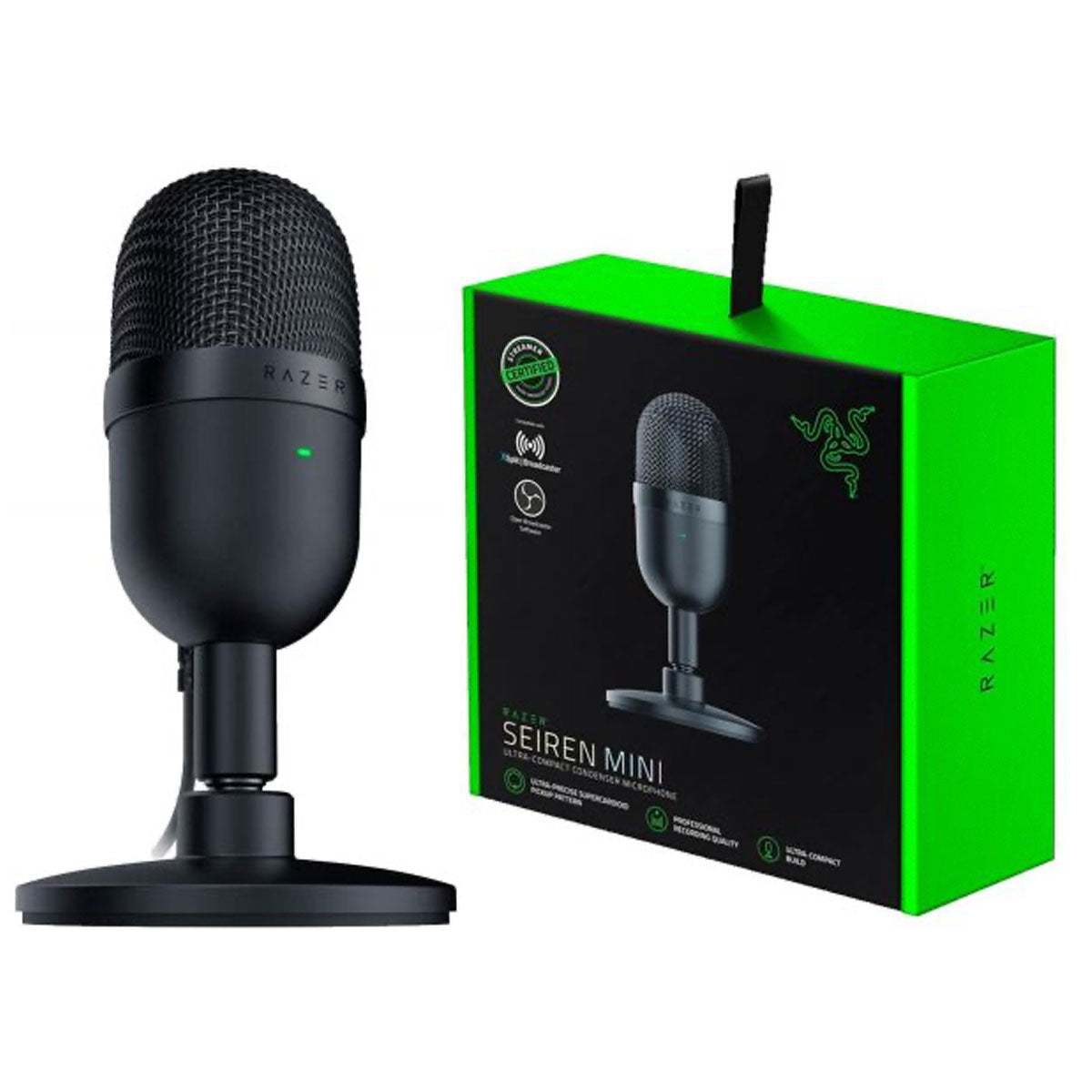 Razer Gaming Microphone - USB Seiren Mini Ultra-Super Cardioid Condenser Black by Level Up Desks