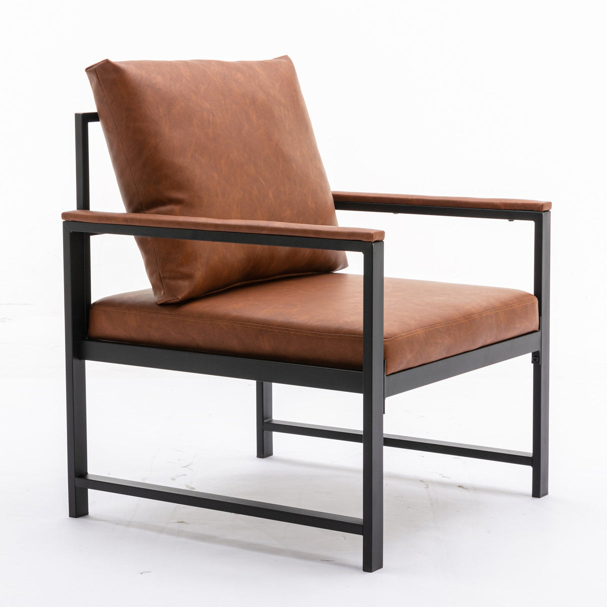 Modern Faux Leather Accent Chair with Metal Frame by Blak Hom