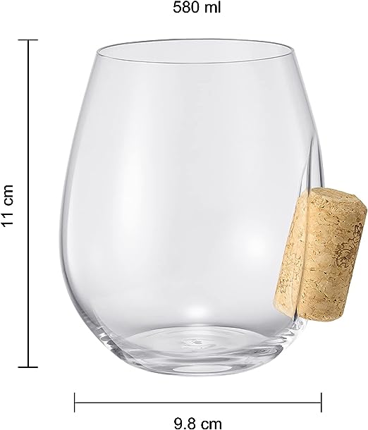 Corked Stemless Wine Glasses | Single | Stuck In The Glass Wine Cork Cocktail Glassware, Enthusiast Gift, Artisanal Crystal Glassware - Gift Idea for Him, Her, Wine Lover, Housewarming (19.6 OZ) by The Wine Savant