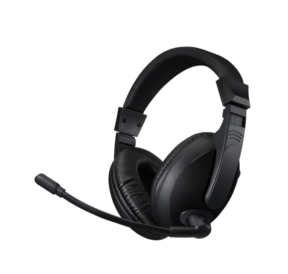 Adesso Headset Stereo with Boom Mic USB Multi-Media Volume Controls Comfortable Adjustable Headband - Black by Level Up Desks