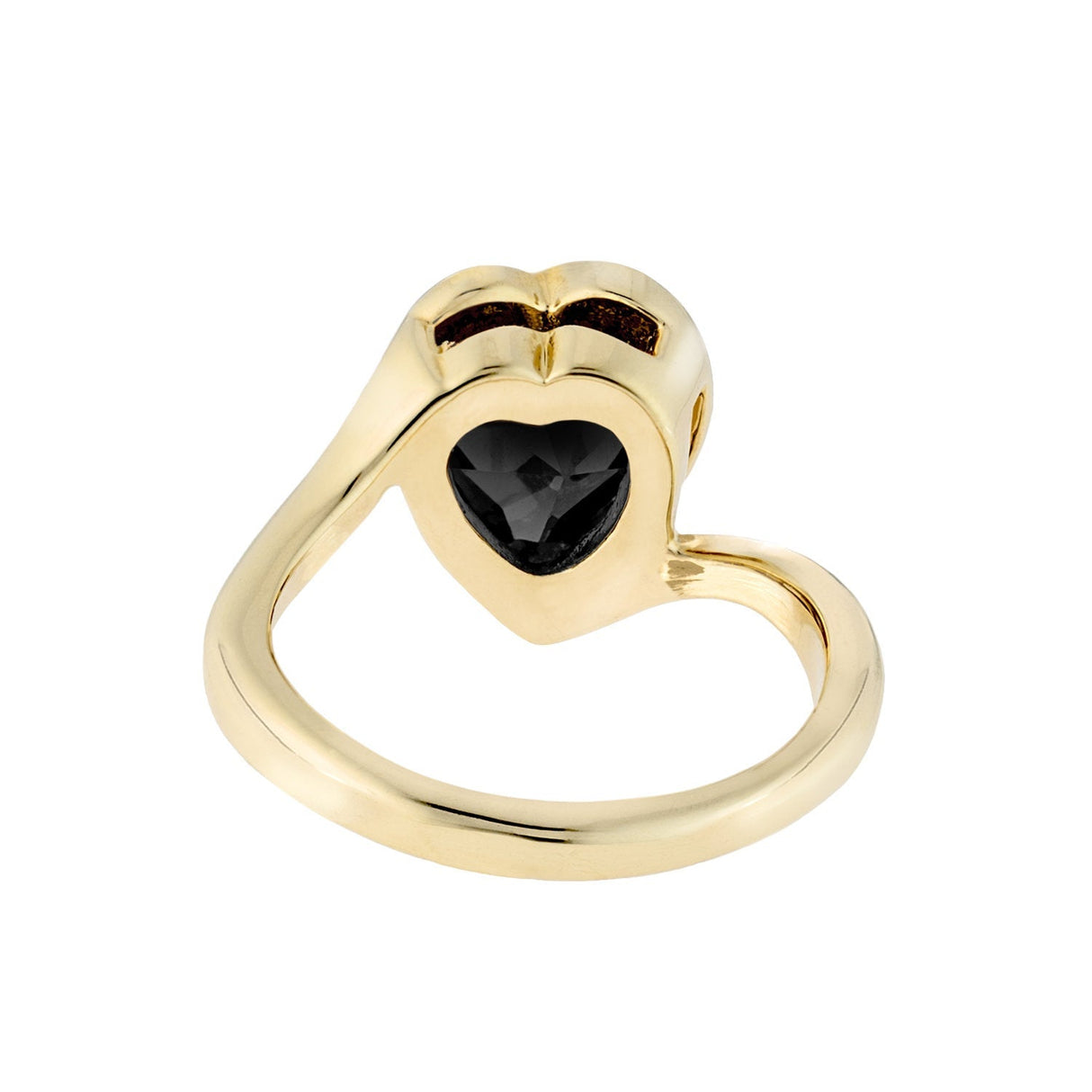 Vintage 1970s Heart Shape Ring with Clear Austrian Crystal 18k Yellow Gold Electroplated by PVD Vintage Jewelry