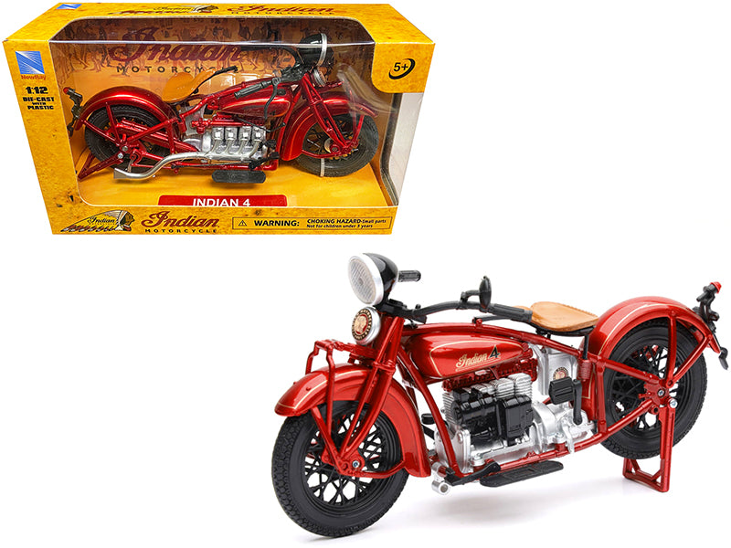 1930 Indian 4 Red 1/12 Diecast Motorcycle Model by New Ray