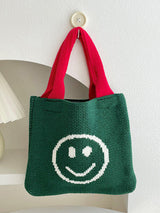 Smiley Face Pattern Woven Handbag by migunica