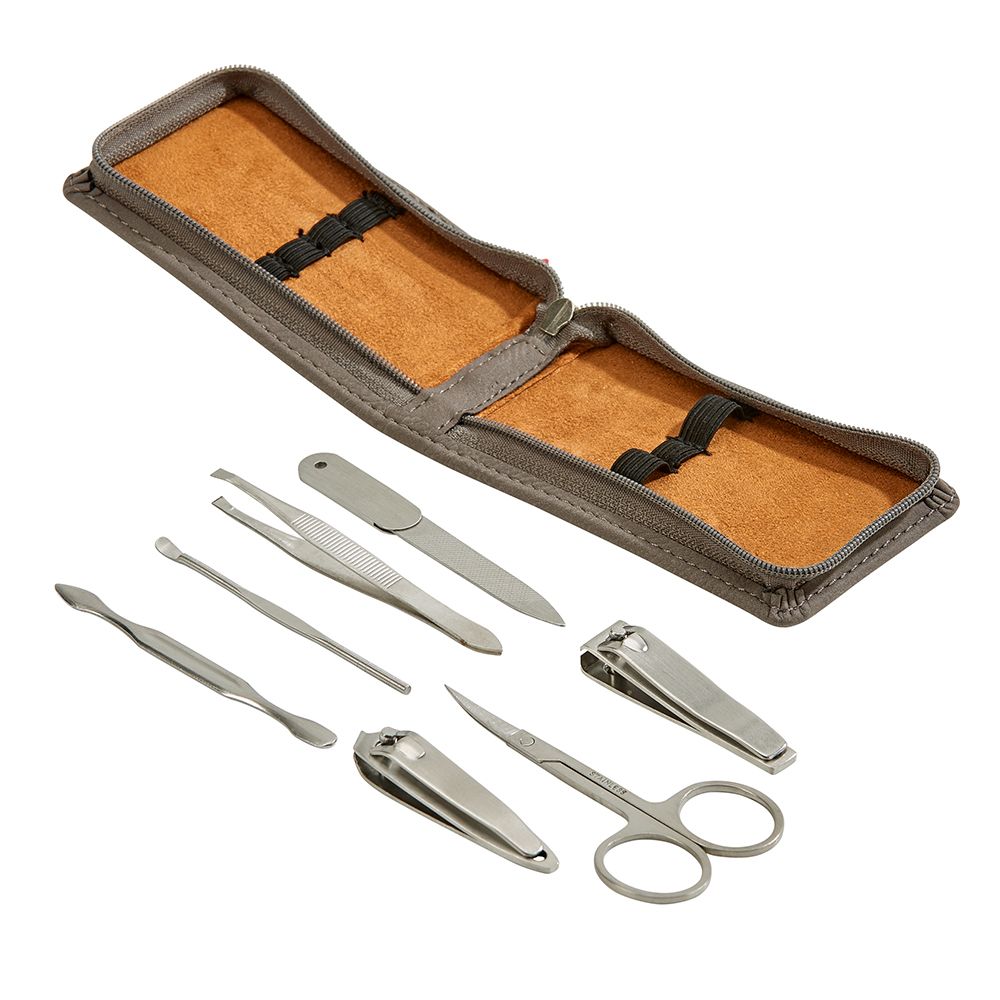 Leatherette Manicure Set, Grey 4.25" X 2.5" by Creative Gifts