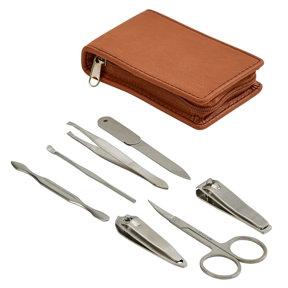 Leatherette Manicure Set, Caramel 4.25" X 2.5" by Creative Gifts