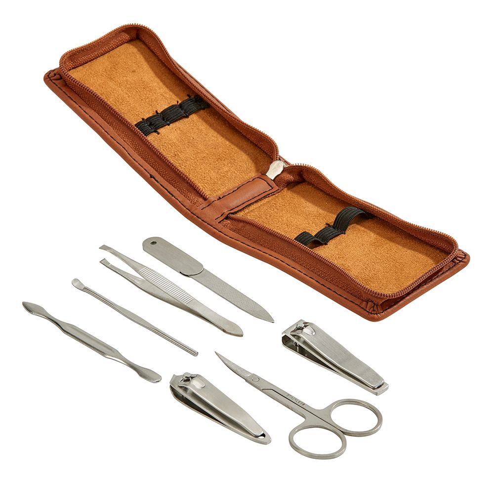 Leatherette Manicure Set, Caramel 4.25" X 2.5" by Creative Gifts