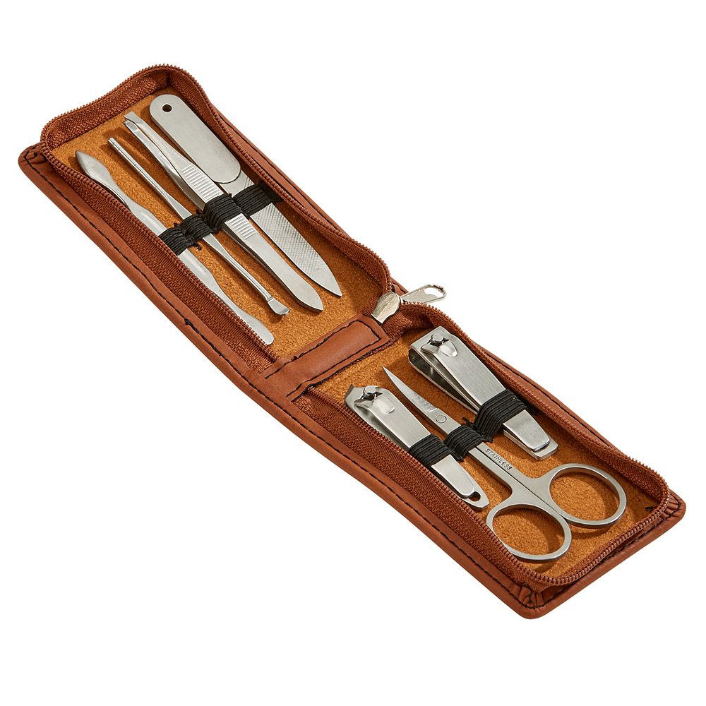 Leatherette Manicure Set, Caramel 4.25" X 2.5" by Creative Gifts