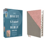 Niv, Quest Study Bible, Large Print, Leathersoft, Gray/Pink, Thumb Indexed, Comfort Print: The Only Q and A Study Bible