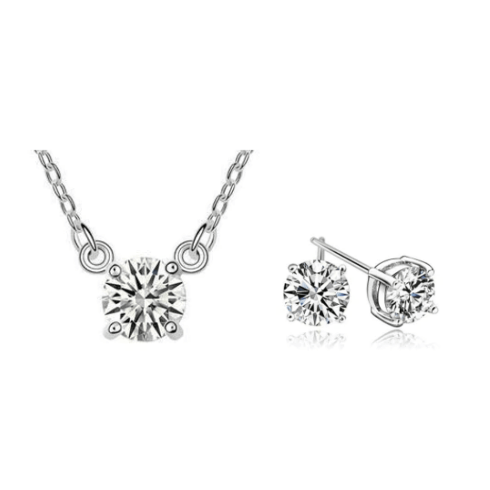 White Gold Cubic Zirconia Necklace and Earring Set for Women by Hollywood Sensation®