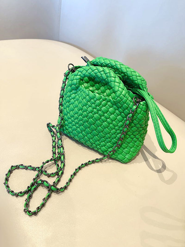 Solid Color Woven Bags Handbags by migunica