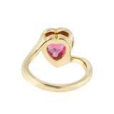 Vintage 1970s Heart Shape Ring with Clear Austrian Crystal 18k Yellow Gold Electroplated by PVD Vintage Jewelry