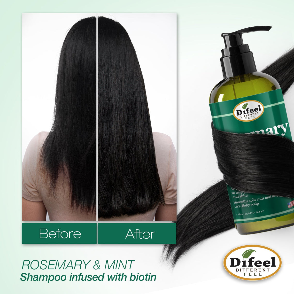 Difeel Rosemary and Mint Hair Strengthening Shampoo with Biotin 33.8 oz. by difeel - find your natural beauty