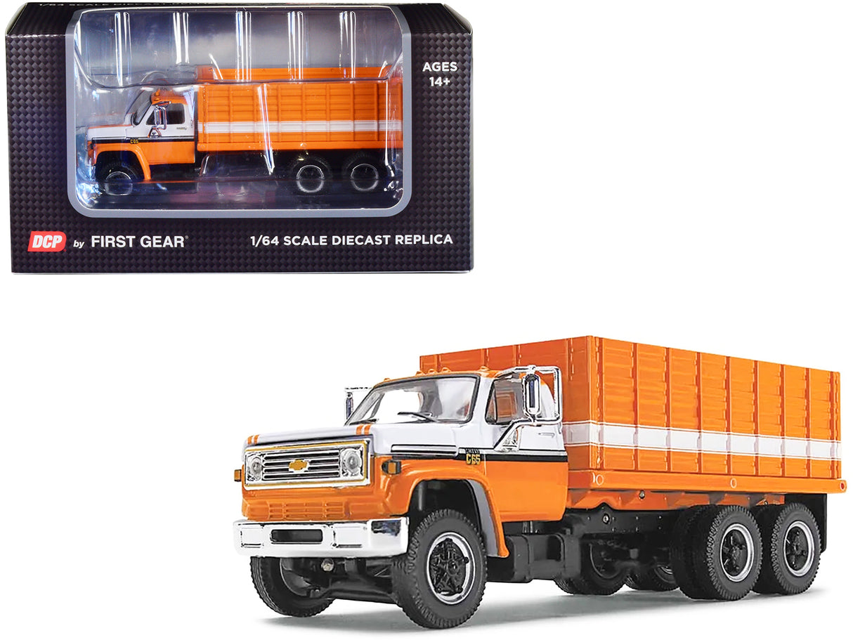 1970 Chevrolet C65 Grain Truck Orange and White 1/64 Diecast Model by DCP/First Gear