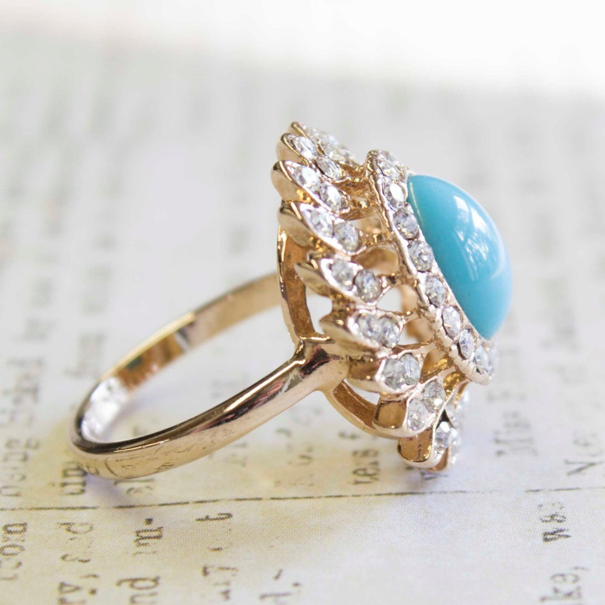 Vintage Jewelry Pinfire Opal Cocktail Ring in a 18k Gold Electroplated Setting Made in the USA by PVD Vintage Jewelry