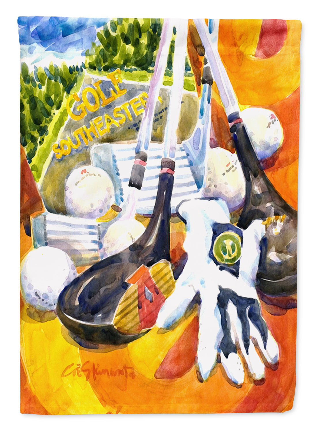 Southeastern Golf Clubs with glove and balls Flag Garden Size by Caroline's Treasures