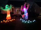 10 Ft Halloween Inflatables Ghost Decoration, Built-in Orange LED Lights with Flame by Js House - Vysn