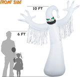 10 Ft Halloween Inflatables Ghost Decoration, Built-in Orange LED Lights with Flame by Js House - Vysn