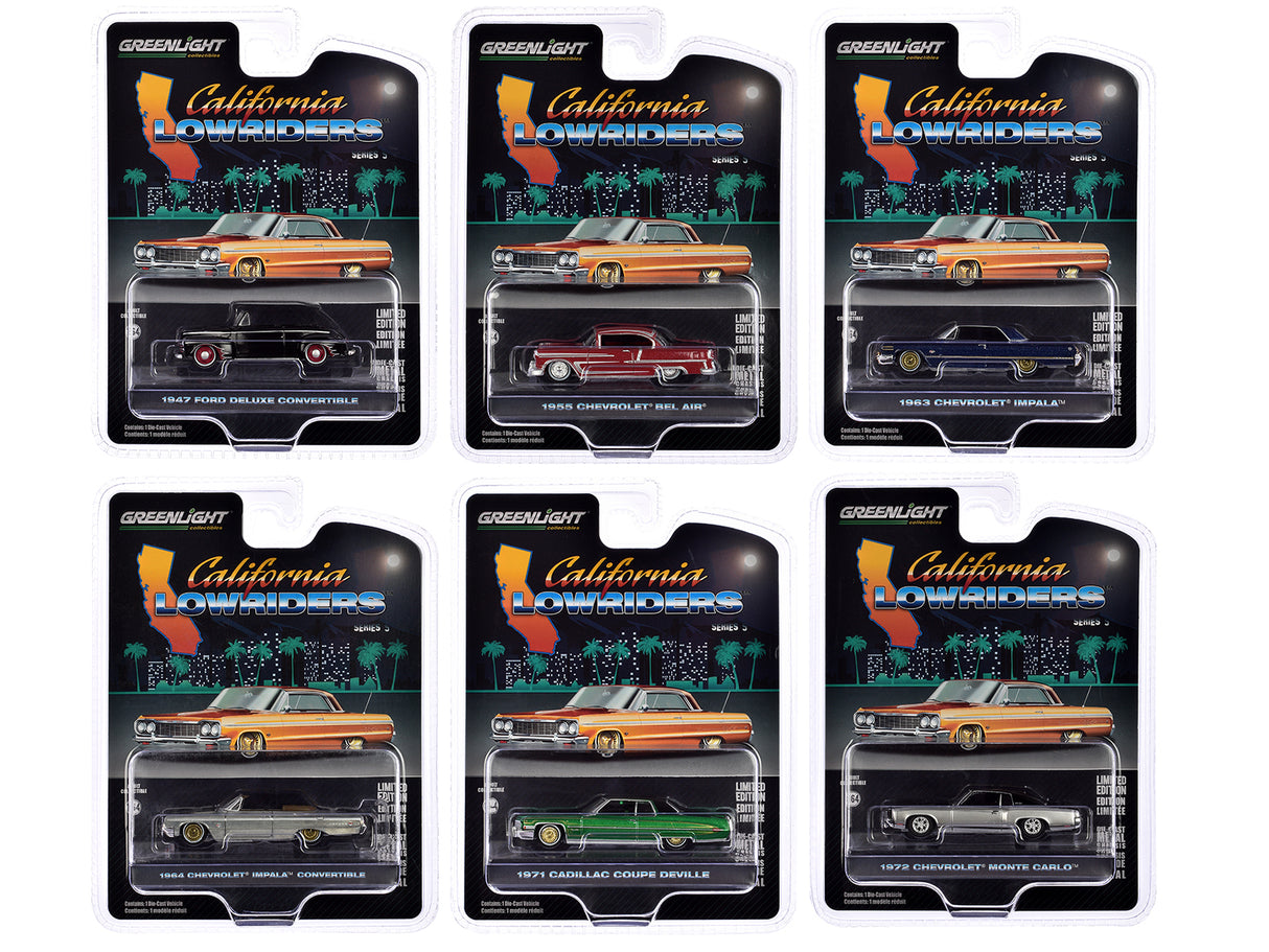 "California Lowriders" Set of 6 pieces Series 5 1/64 Diecast Model Cars by Greenlight