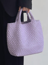 Solid Color Woven Tote Bags Handbags by migunica