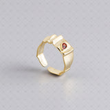 S925 Silver Drop Red Zircon Irregular Geometric Ring by Gioiellin