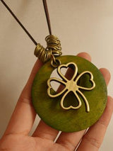 Vintage Wood Four Leaf Clover Necklace by migunica