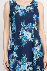 Studio One Crew Neck Sleeveless Bodycon Floral Print Chiffon Dress with 3/4 Sleeve Textured Bolero by Curated Brands