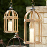 Open Wood Lantern with Glass Hurricane (Set of 2)