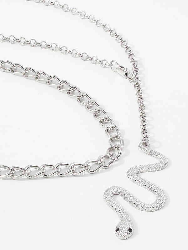 Two Pieces Chains Snake Shape Necklaces Accessories by migunica