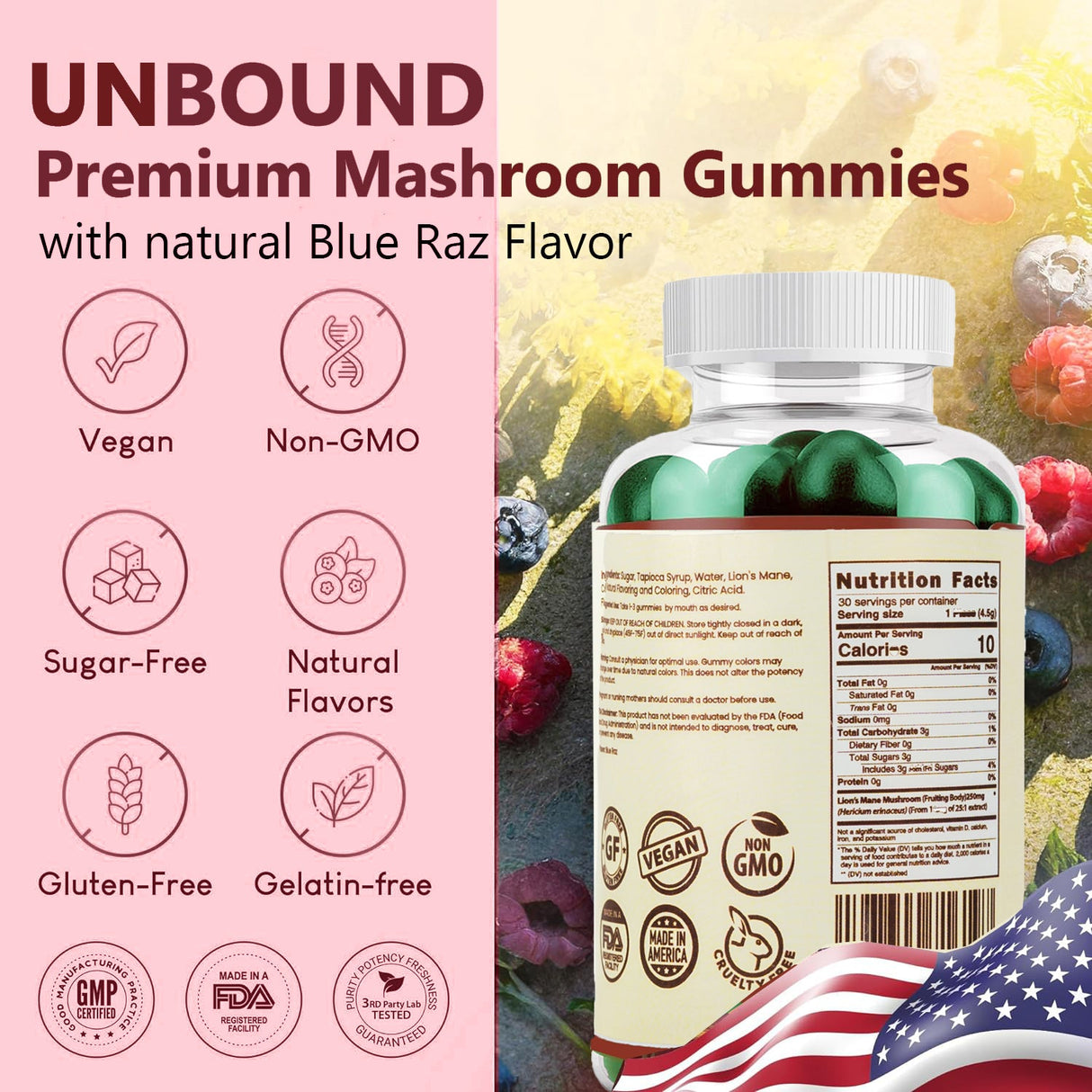 Unbound Lion's Mane Mushroom Gummies by Live Unbound