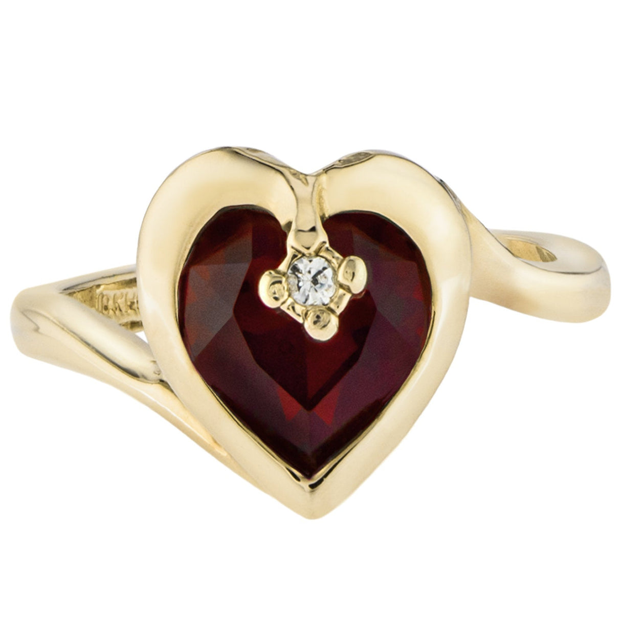 Vintage 1970s Heart Shape Ring with Clear Austrian Crystal 18k Yellow Gold Electroplated by PVD Vintage Jewelry