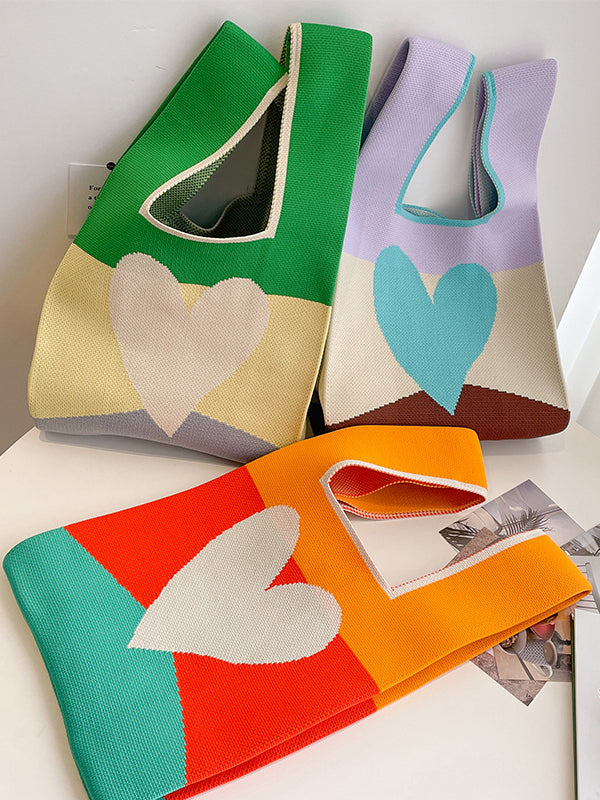 Heart Print Multi-Colored Bags Handbags by migunica