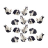 Black and White Playful Rabbit Figurine (Set of 16)