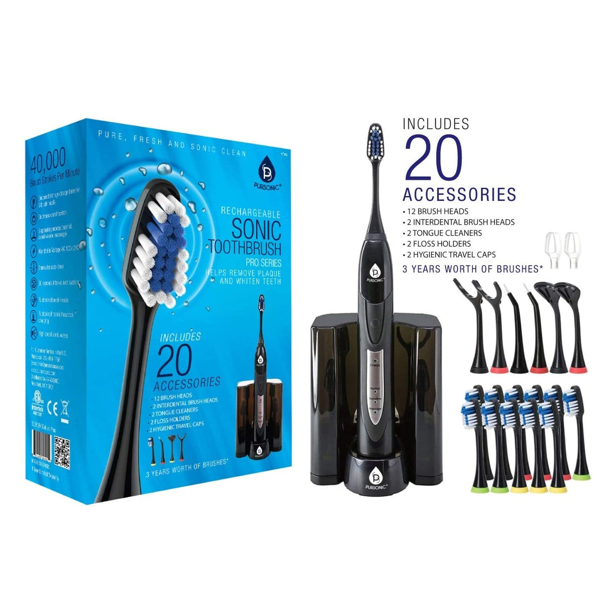 Sonic Movement Rechargeable Electric Toothbrush by Pursonic