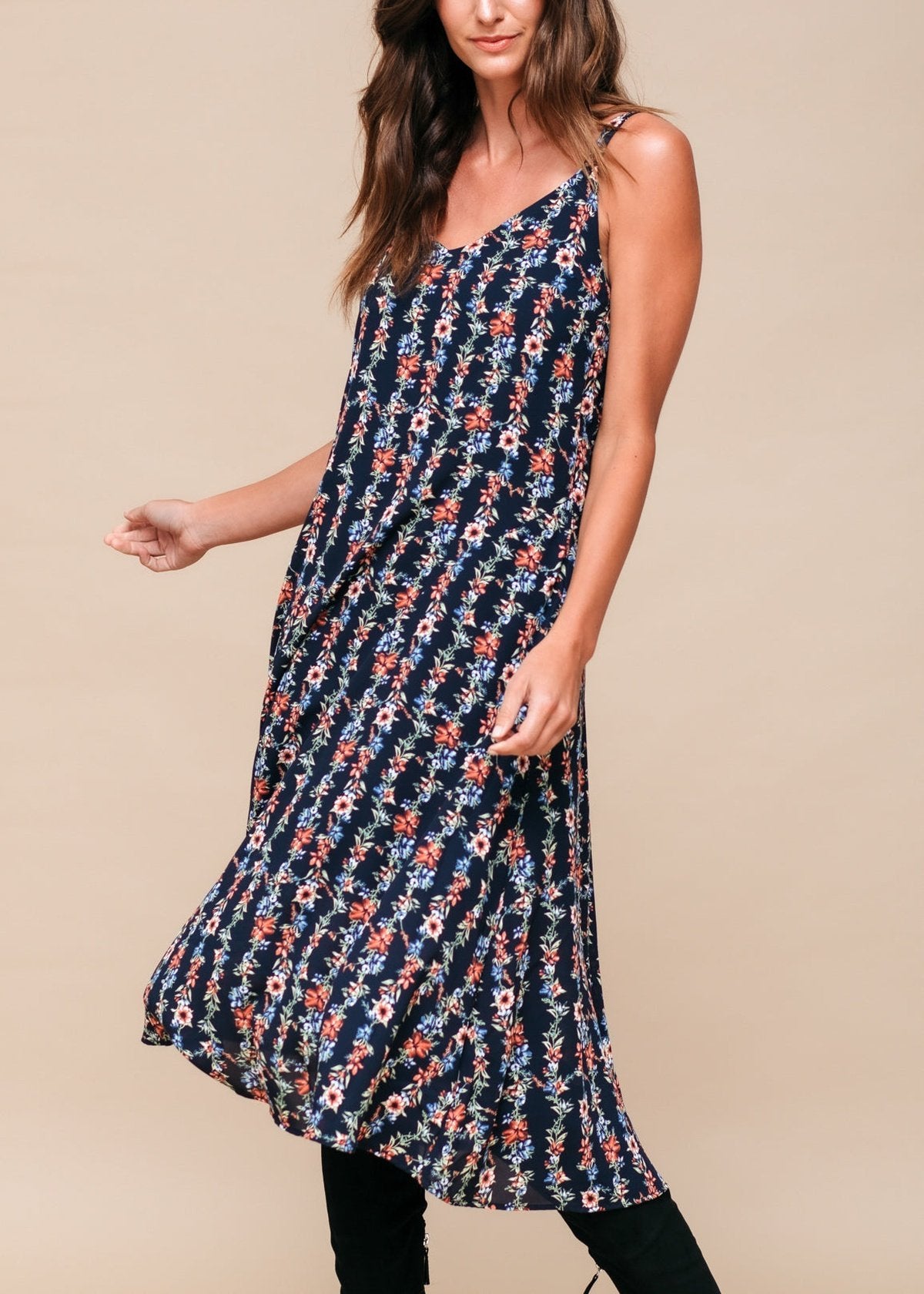 Floral V-Neck Sleeveless Maxi Dress by Shop at Konus