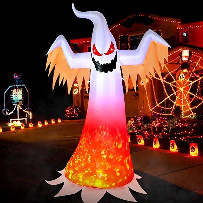 8ft Inflatable Halloween Ghost Blow Up Decoration w/ Built-in Flame Light #ns23 _mkpt by Js House - Vysn