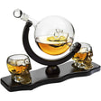 Skull Decanter Set With 2 Skull Shot Glasses - by The Wine Savant - and Beautiful Wooden Base - By Use Skull Head Cup For A Whiskey and Vodka Shot Glass, 850ml Decanter 3 Ounces Shot Glass by The Wine Savant - Vysn