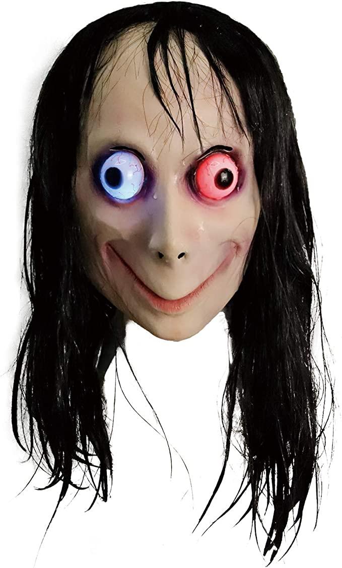 LED Mask Horror Devil Mask with Long Hair,Scary Challenge Games Evil Costume Halloween #ns23 _mkpt. by Js House - Vysn