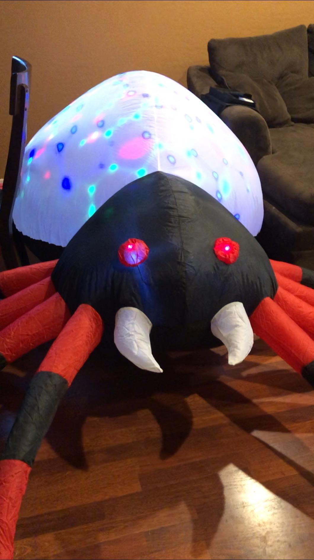 4 FT Width Halloween Inflatable Outdoor Red Legged Spider with Magic Light by Js House - Vysn