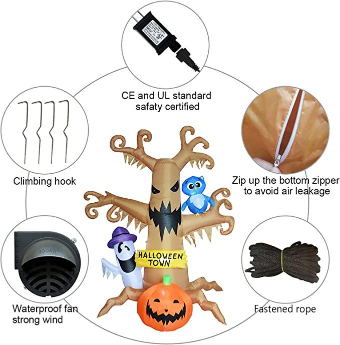 8 FT Halloween Inflatables Outdoor Dead Tree with White Ghost, Pumpkin #ns23 _mkpt4 by Js House - Vysn
