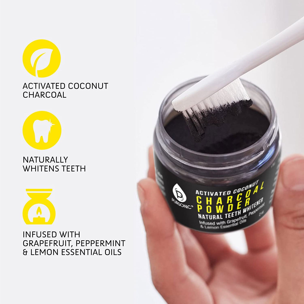 Activated Coconut Charcoal Powder Natural Teeth Whitener by Pursonic