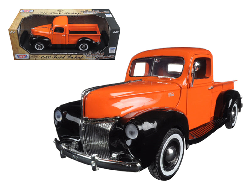 1940 Ford Pickup Truck Orange "Timeless Classics" 1/18 Diecast Model Car by Motormax