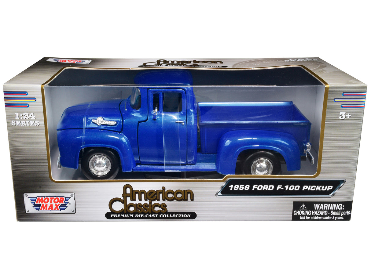 1956 Ford F-100 Pickup Truck Blue Metallic "American Classics" Series 1/24 Diecast Model Car by Motormax