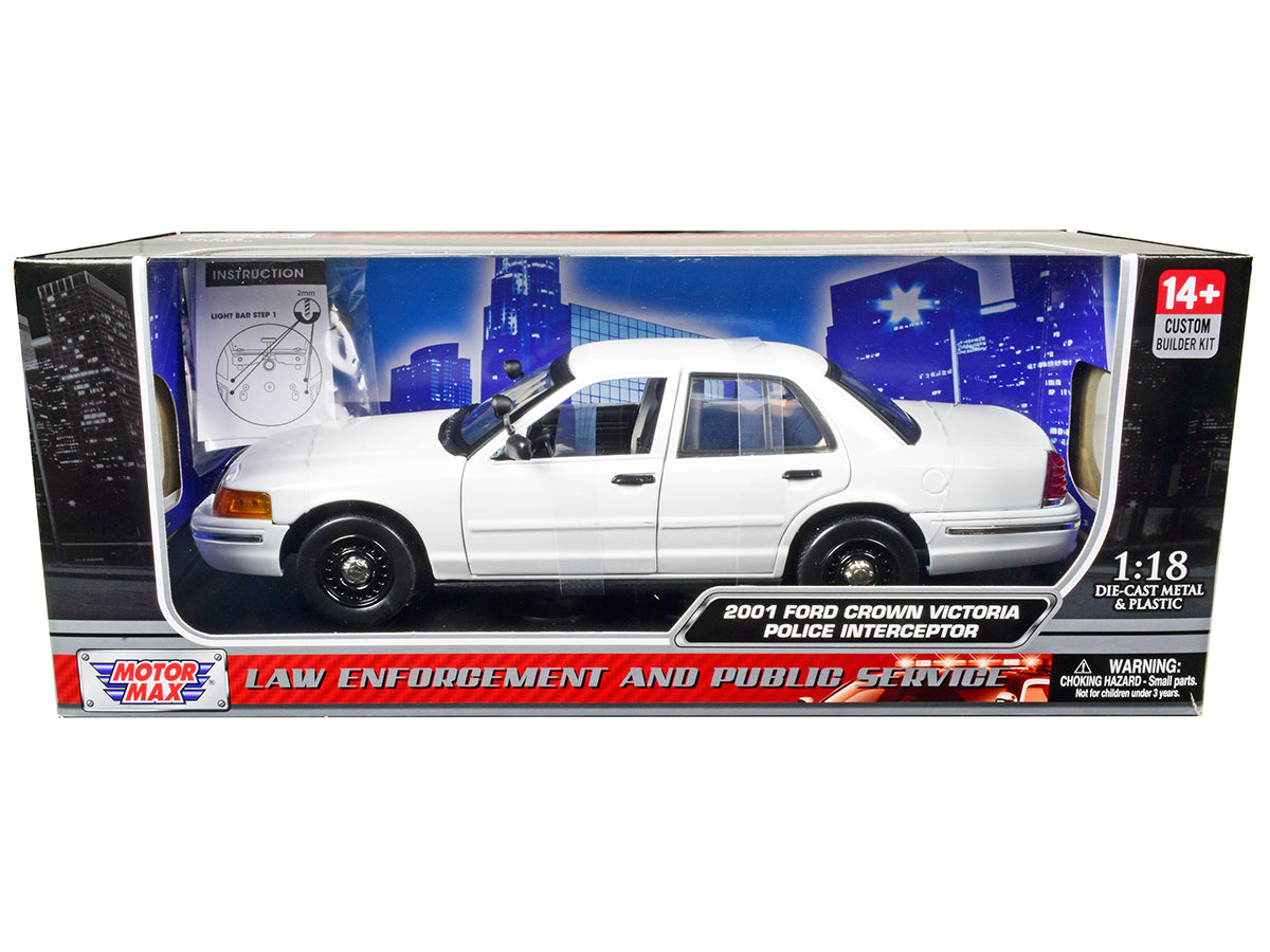 2001 Ford Crown Victoria Police Car Unmarked White "Custom Builder's Kit" Series 1/18 Diecast Model Car by Motormax