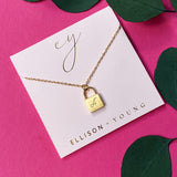 Scripted Notes Locket Initial Necklace by Ellisonyoung.com