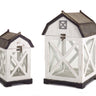 Distressed White Wood Barn Style Lantern (Set of 2)