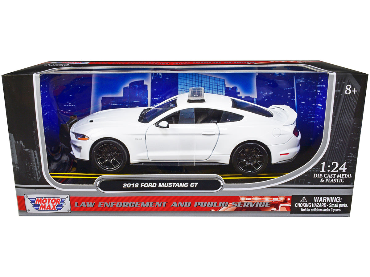 2018 Ford Mustang GT Police Car Unmarked Plain White "Law Enforcement and Public Service" Series 1/24 Diecast Model Car by Motormax