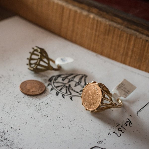 Vintage Ring Indian Head Penny Ring Antique 18k Gold Edwardian Style Handcrafted Coin Jewelry #R137 by PVD Vintage Jewelry