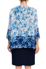 Studio One Floral Chiffon Cape Detail Dress by Curated Brands